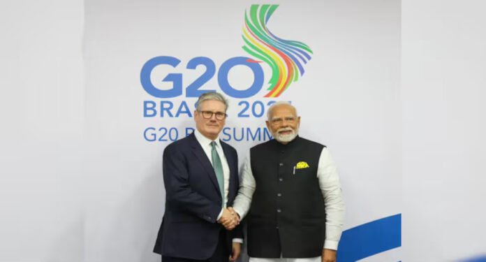 PM Narendra Modi with UK PM Keir Starmer